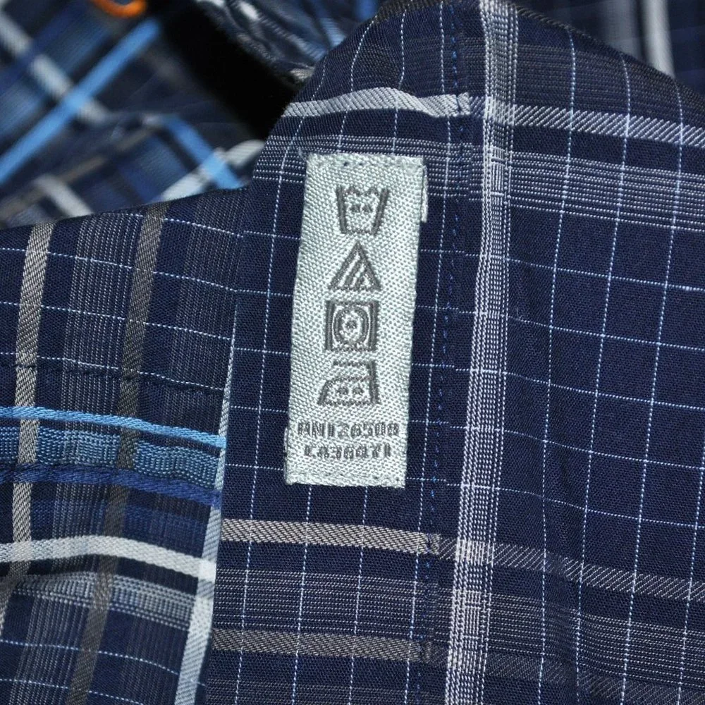 Thomas Dean Mens Shirt Size XXL Blue Plaid Button Down